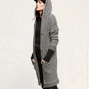 Free People Right Angles Hooded Sweater Jacket